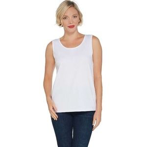 Bob Mackie Essentials Sleeveless Scoop Neck Knit Top white M NEW A345154